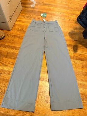 HALARA Wide Leg High-Rise Button Front Pants - Slate Gray